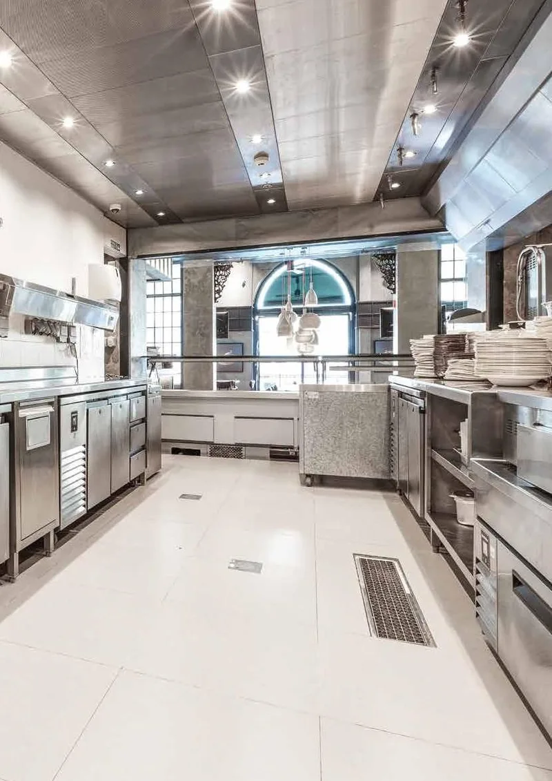 Back-of-house kitchen corridor at Gunaydin Dubai