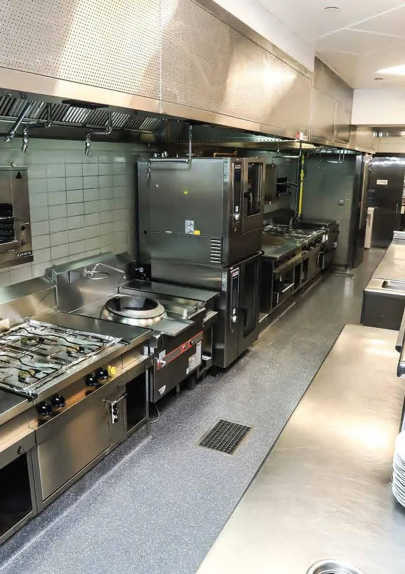 Commercial kitchen with ranges and combi ovens at W Dubai – The Palm